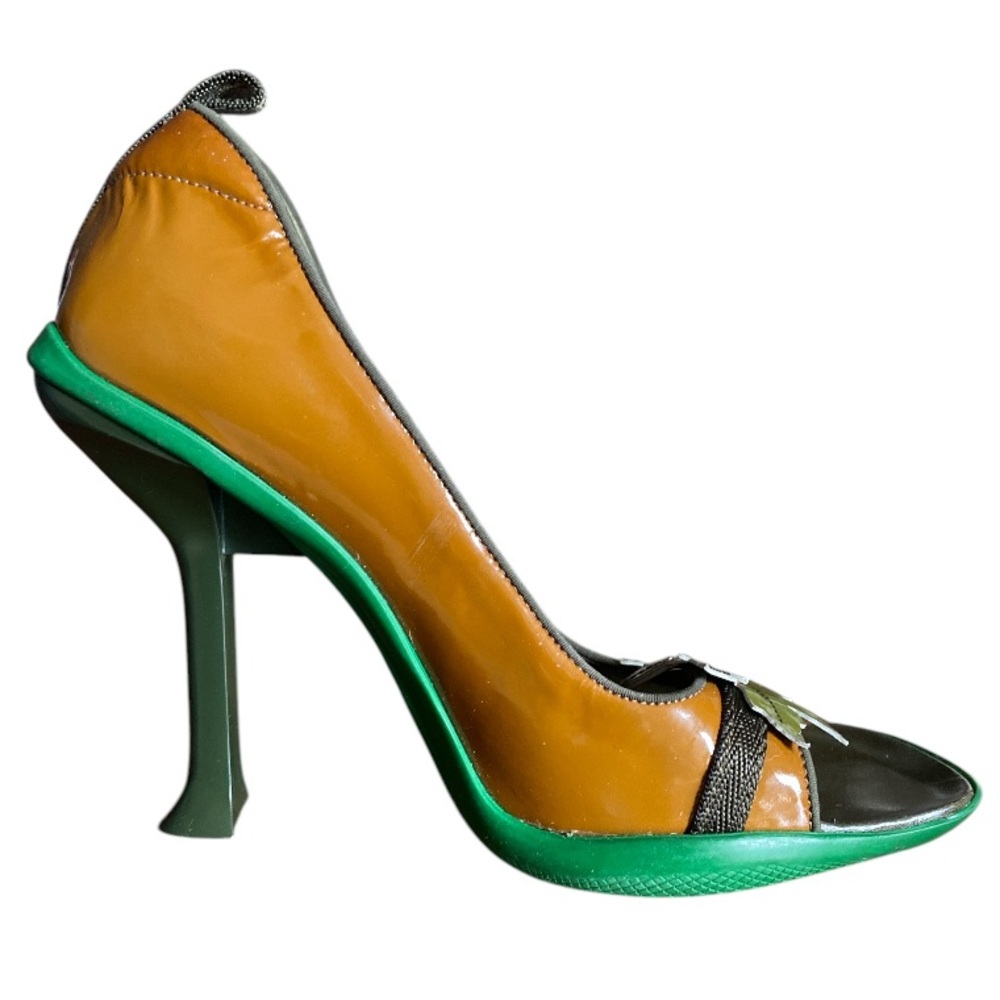 Rare Vintage 1999 Prada Foliage Acorn Oak Leaf Shoes Heels Size 8 / 38 READ - Picture 3 of 11